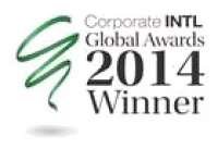 Logo der Corporate INTL Global Awards 2014 mit Schriftzug „Winner“