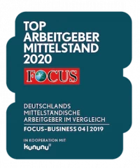 Auszeichnung Top Arbeitgeber Mittelstand 2020 von FOCUS Business
